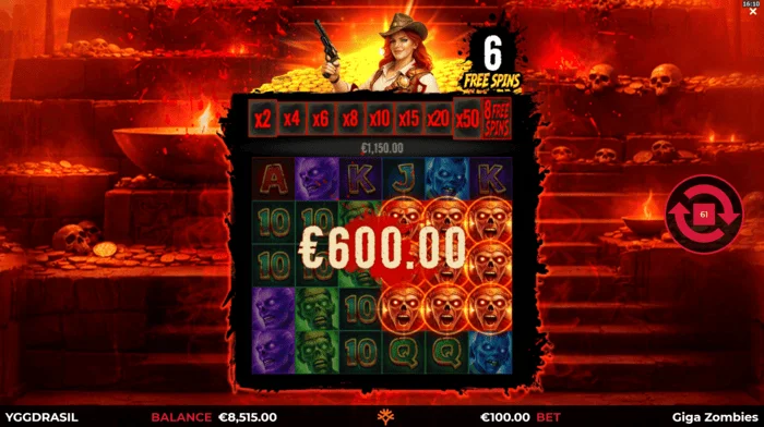 Giga Zombies - voitto Free Spins -kierrosten aikana