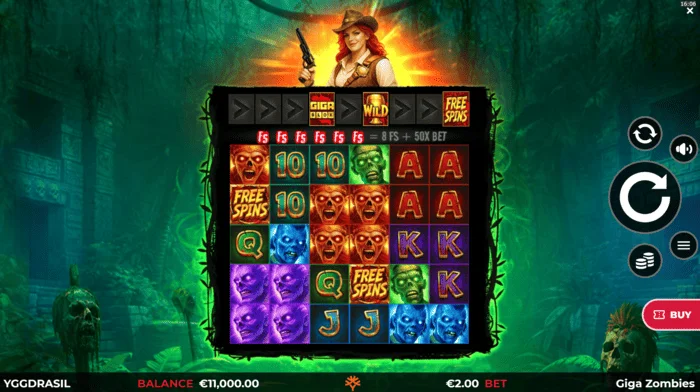 Giga Zombies - pelin näyttö 6x5 rullilla